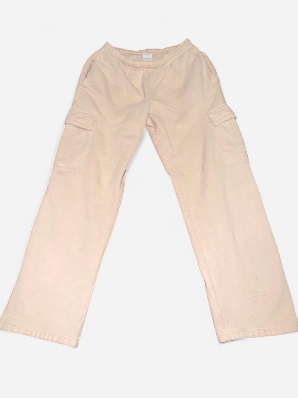Aritzia Sweatfleece Mega Fit Cargo Sweatpants Cream Beige Size M